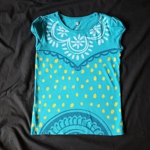 Used Tea Collection Girls Teal Capped Sleeve Top